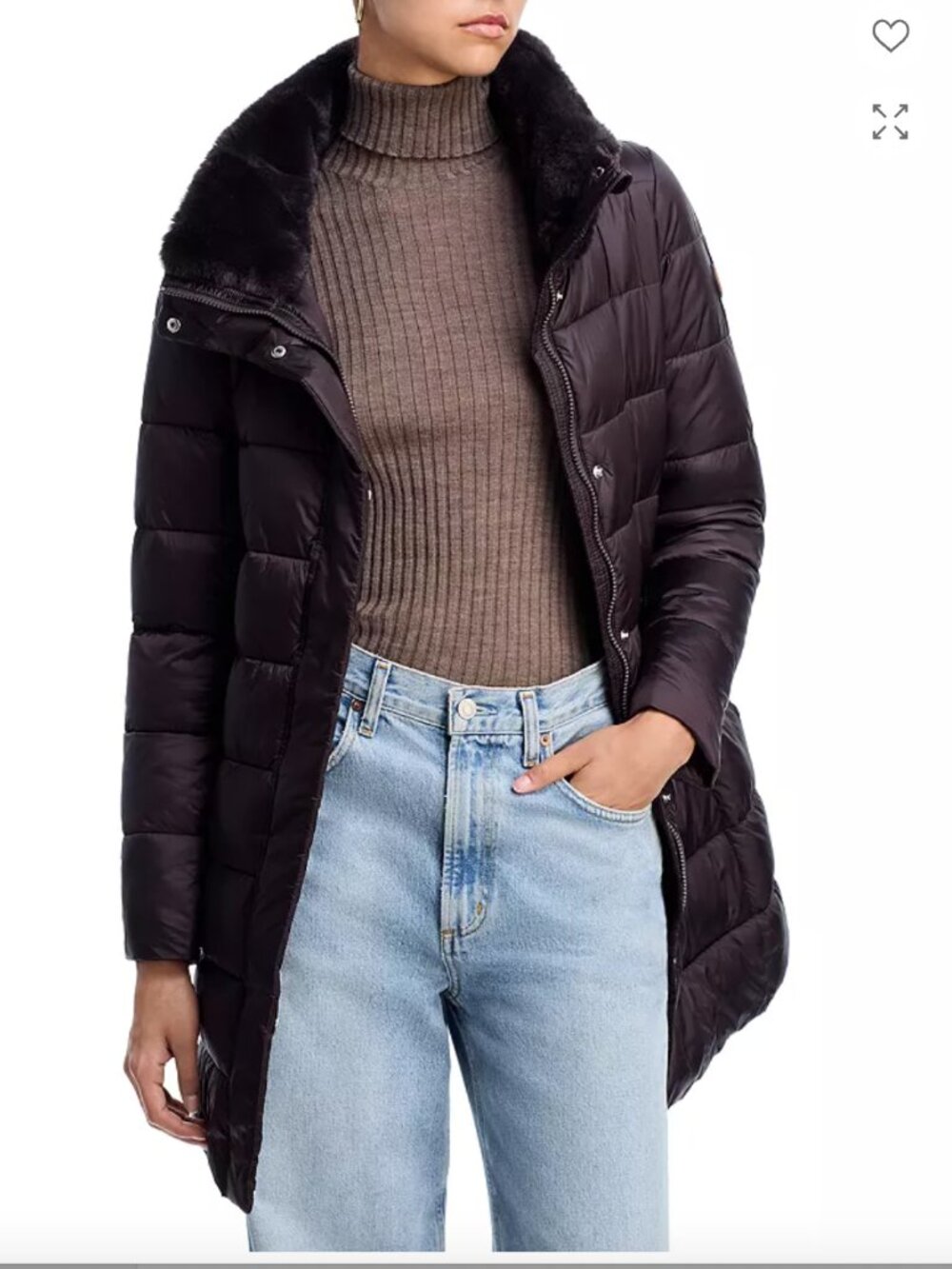Save The Duck Dalea Faux Fur Trim Puffer Coat Size 3 M-L in Black